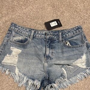 Fashion Nova Frayed Blue Jean Shorts